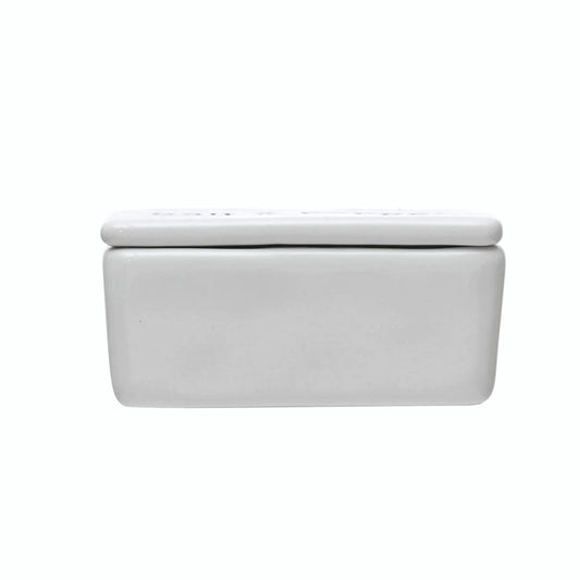 Small Stoneware Salt and Pepper Pinch Pot with Lid, White