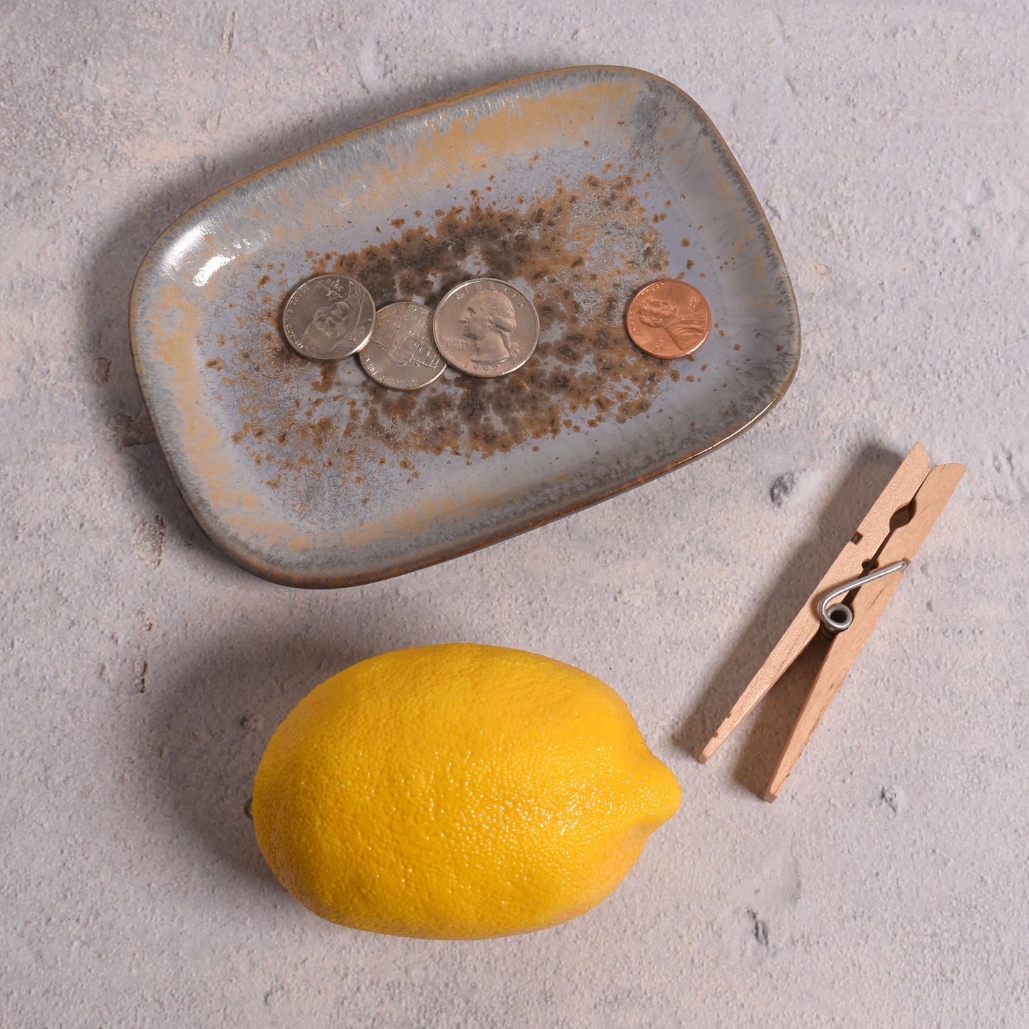 Small 5.5" x 4" Rectangular Stoneware Plate with Reactive Blue Glaze, Each One Unique
