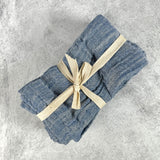 Woven Cotton and Linen Slub Cloth Napkins, 18" Square, Set of 4, Blue