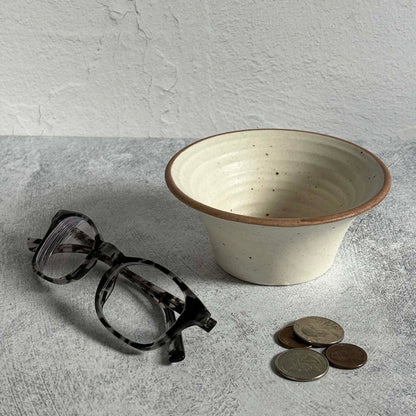 Creative Co-Op Small 4-1/2" Round Stoneware Bowl with Matte Glaze in Speckled Cream for Sauces, Nuts, or Votive Candles