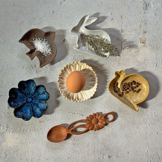 Flora and Fauna Stoneware Trinket Plates, Multicolor, Set of 5