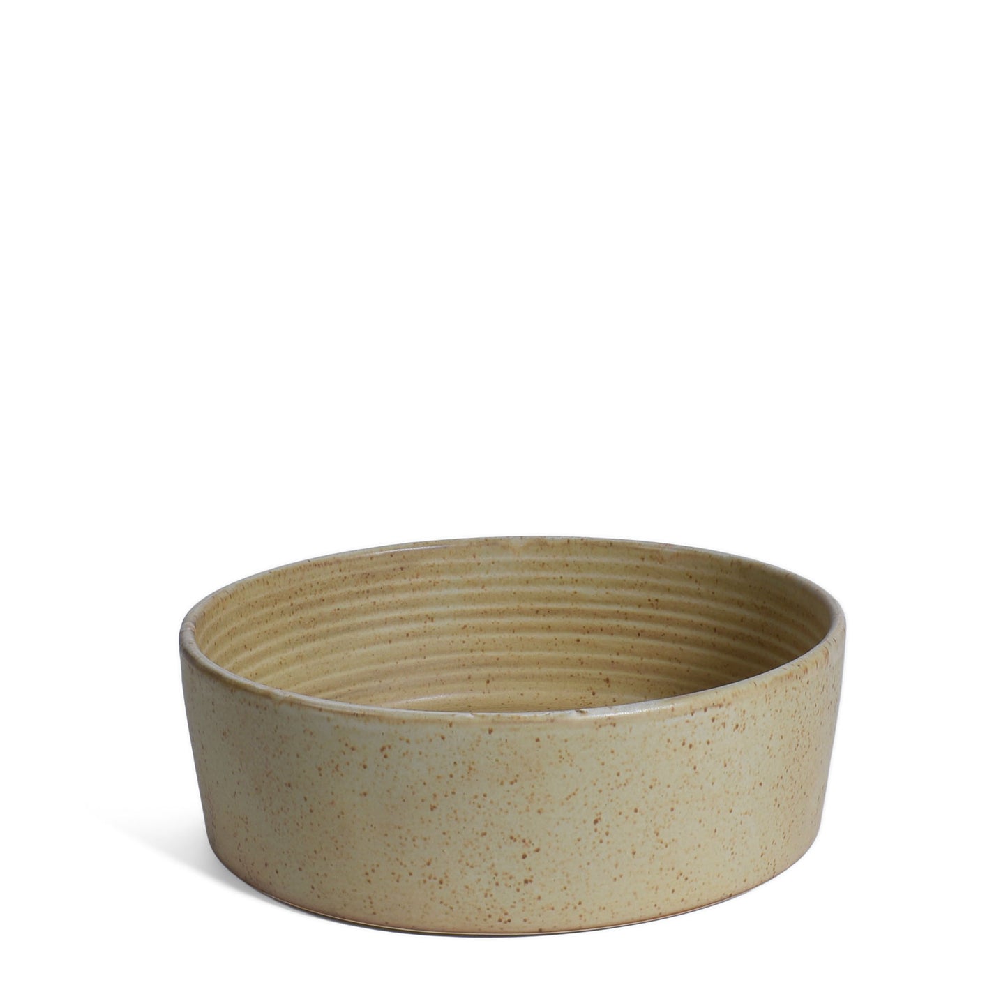 Paw Print Embossed 8.5" Round Stoneware Pet Food Bowl, Speckled Brown (Each One Unique)