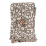 Cotton Slub and Waffle Weave 2-Piece Dish Towel Set, Floral/Solid, Beige