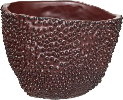 Stoneware Organic Shaped Planter Cachepot with Dark Brown Glaze
