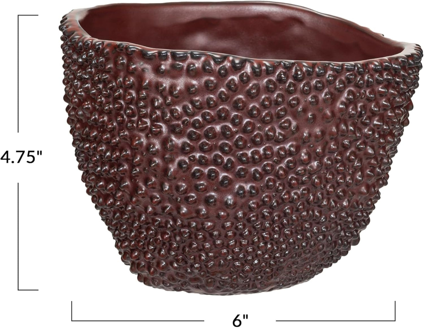 Stoneware Organic Shaped Planter Cachepot with Dark Brown Glaze