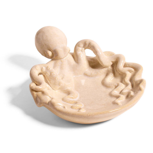Octopus Small Stoneware Dish with Reactive Ivory Glaze