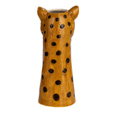 Creative Co-Op Hand-Painted 11" Decorative Stoneware Cheetah Vase, Multicolor