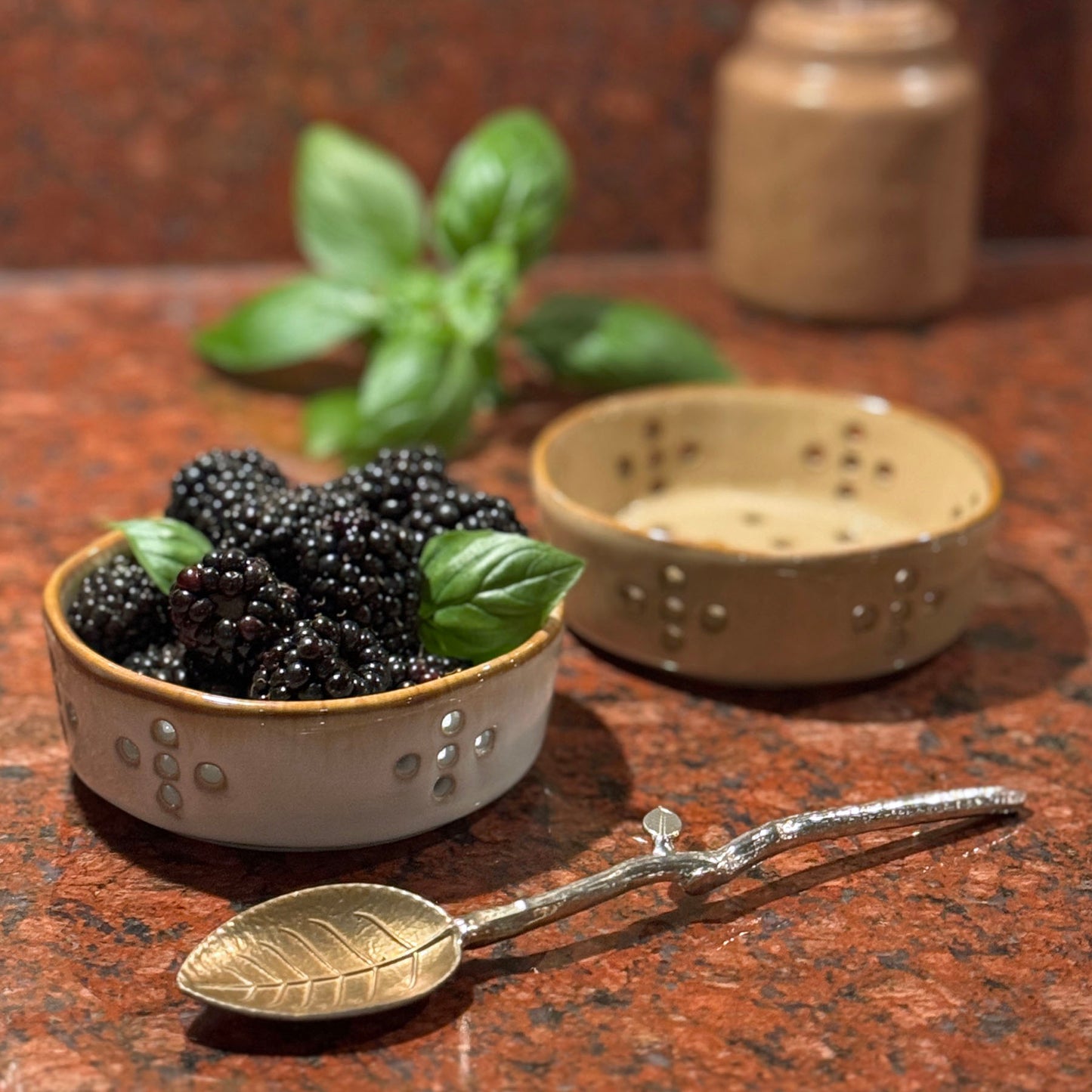 Single Serving 4" Stoneware Berry Bowl with Reactive Glaze, Set of 2 in White and Tan