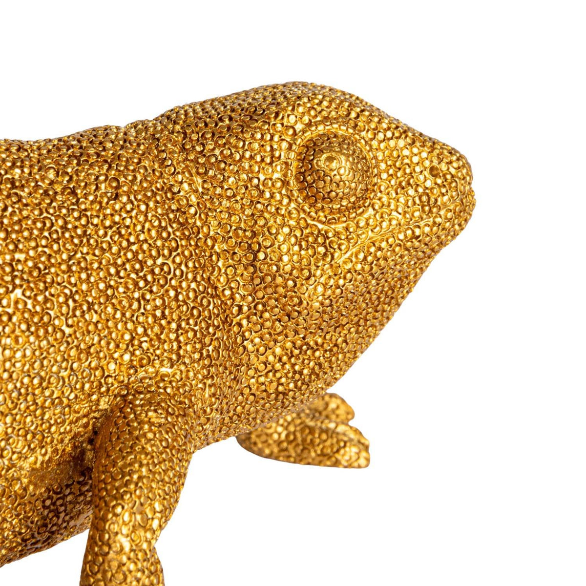 Gold Resin Chameleon Figurine with Glass Bud Vase