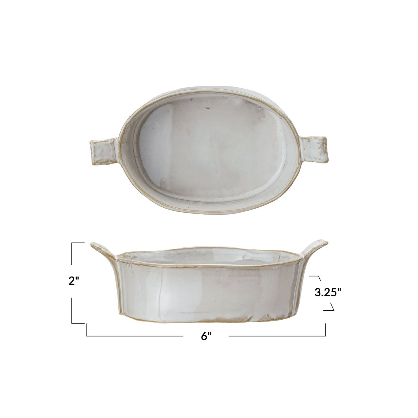 Small Single Serving Mini Baking Dish with Handles, White