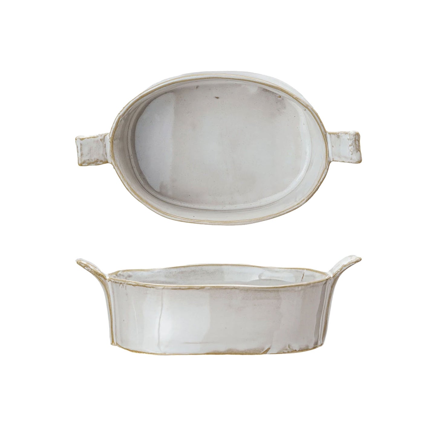 Small Single Serving Mini Baking Dish with Handles, White