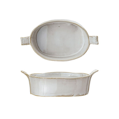 Small Single Serving Mini Baking Dish with Handles, White