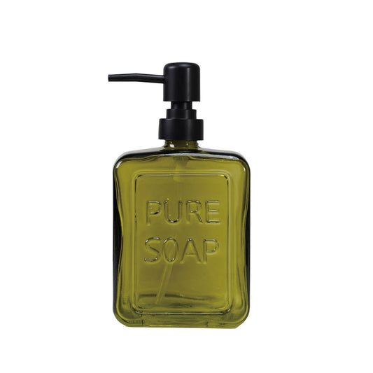 Vintage Style Pressed Glass 16-oz. Soap Dispenser, Olive Green