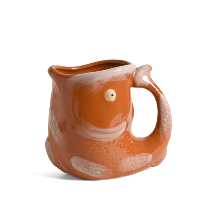 Stoneware Fish-Shaped Coffee Tea Mug with Hand-Painted Details