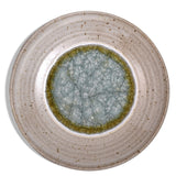 Dock 6 Pottery Large Decorative Plate with Crackled Fused Glass, Speckled White (Style A)