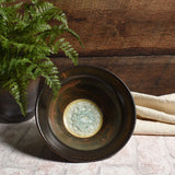 American Handmade Decorative Stoneware Bowl with Crackled Fused Glass by Dock 6 Pottery, Small, Ancient Copper, Each One Varies