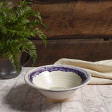 American Handmade Decorative Stoneware Bowl with Crackled Fused Glass by Dock 6 Pottery, Small, Purple Rose, Each One Varies