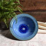 American Handmade Decorative Stoneware Bowl with Crackled Fused Glass by Dock 6 Pottery, Small, Starry Night Blue, Each One Varies