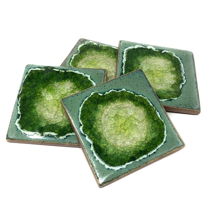 Dock 6 Pottery Crackled Glass Geode Coaster, Set of 4