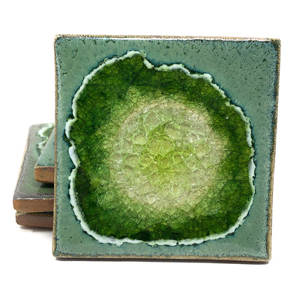 Dock 6 Pottery Crackled Glass Geode Coaster, Set of 4