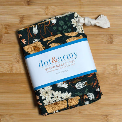 Dot and Army Enchanted Garden Bread Bag and Bowl Cover Set, Made in Georgia