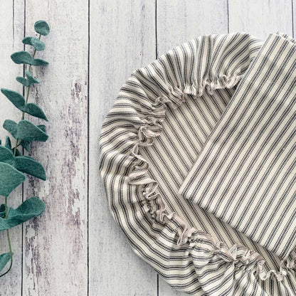 Dot and Army Ticking Stripe Bread Bag and Bowl Cover Set, Khaki