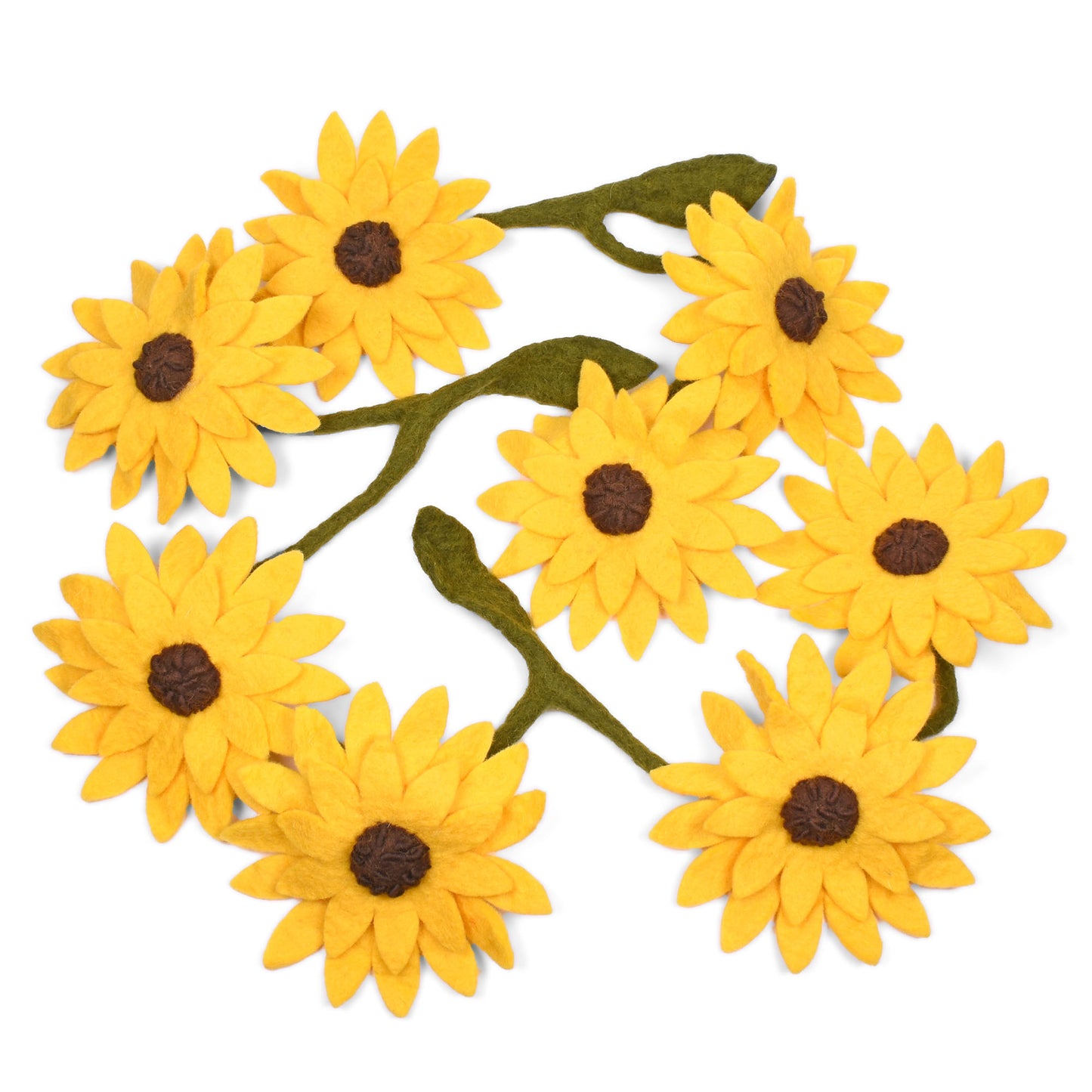 Fair Trade Felted Wool Sunflower Garland, Handmade in Nepal