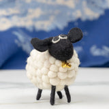 Fair Trade Felted Wool 4" Sheep Figurine, Black and White, Handmade in Nepal