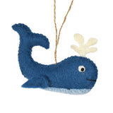 Fair Trade Felted Wool Whale Ornament, Handmade in Nepal