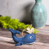 Fair Trade Felted Wool Whale Ornament, Handmade in Nepal