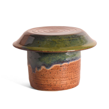 American Handmade Pottery French Butter Keeper, Emerald Green
