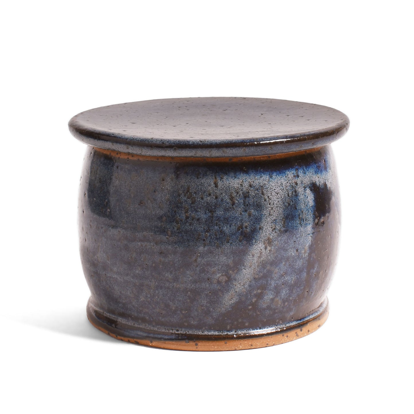 American Handmade Pottery French Butter Keeper Dish, Blue Gray (Each One Unique)