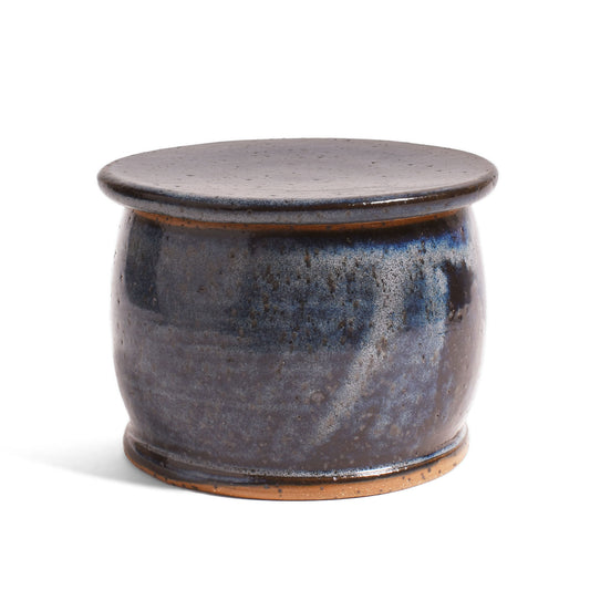 American Handmade Pottery French Butter Keeper Dish, Blue Gray (Each One Unique)