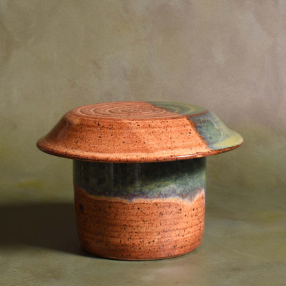 American Handmade Pottery French Butter Keeper, Emerald Green