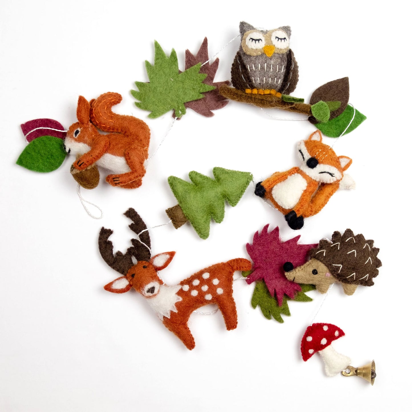 Fair Trade Felted Wool Forest Animals Garland, Handmade in Nepal
