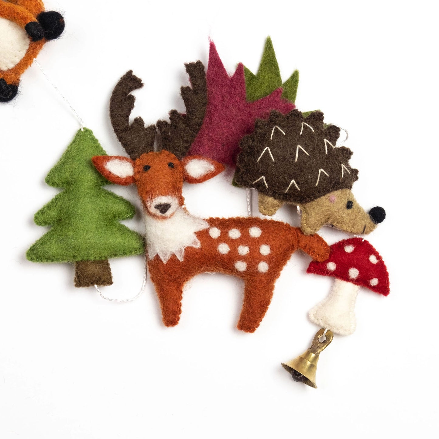 Fair Trade Felted Wool Forest Animals Garland, Handmade in Nepal