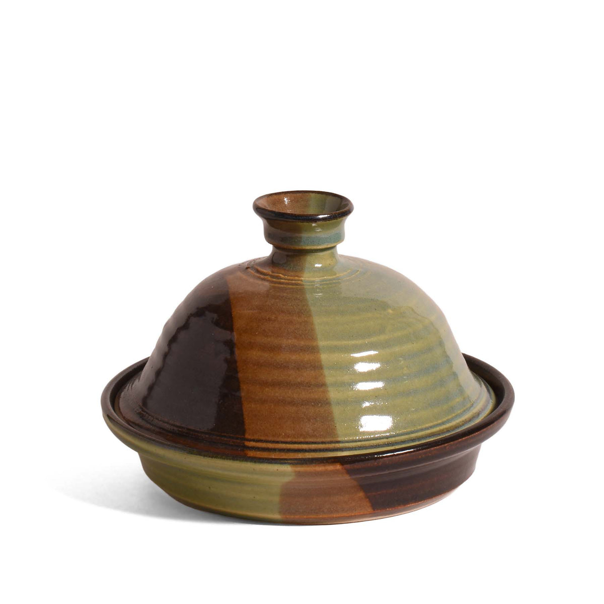 American Handmade Garlic Roaster with Lid by Holman Pottery, Green Earth
