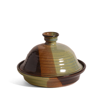 American Handmade Garlic Roaster with Lid by Holman Pottery, Green Earth
