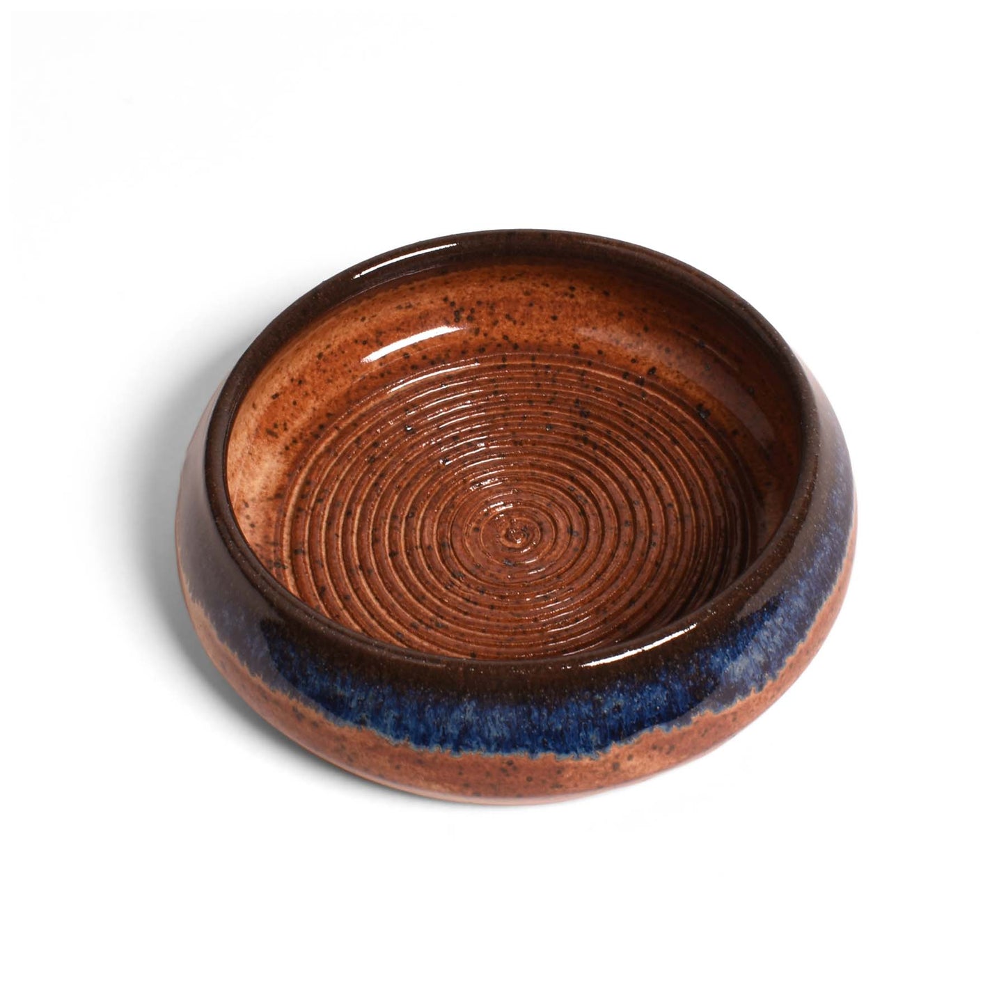 American Handmade Pottery Garlic Grater Oil Dipping Dish, Sapphire Blue