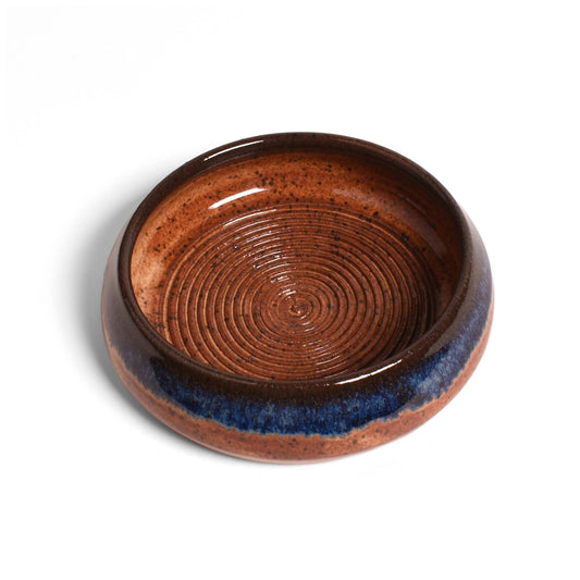 American Handmade Pottery Garlic Grater Oil Dipping Dish, Sapphire Blue