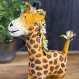 Fair Trade Felted Wool 12" Giraffe Figurine, Handmade in Nepal