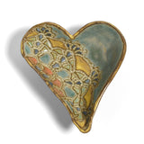 Renee Old Copper Small Heart Shaped Footed Stoneware Bowl, Handmade American Pottery by Laurie Pollpeter Eskanazi