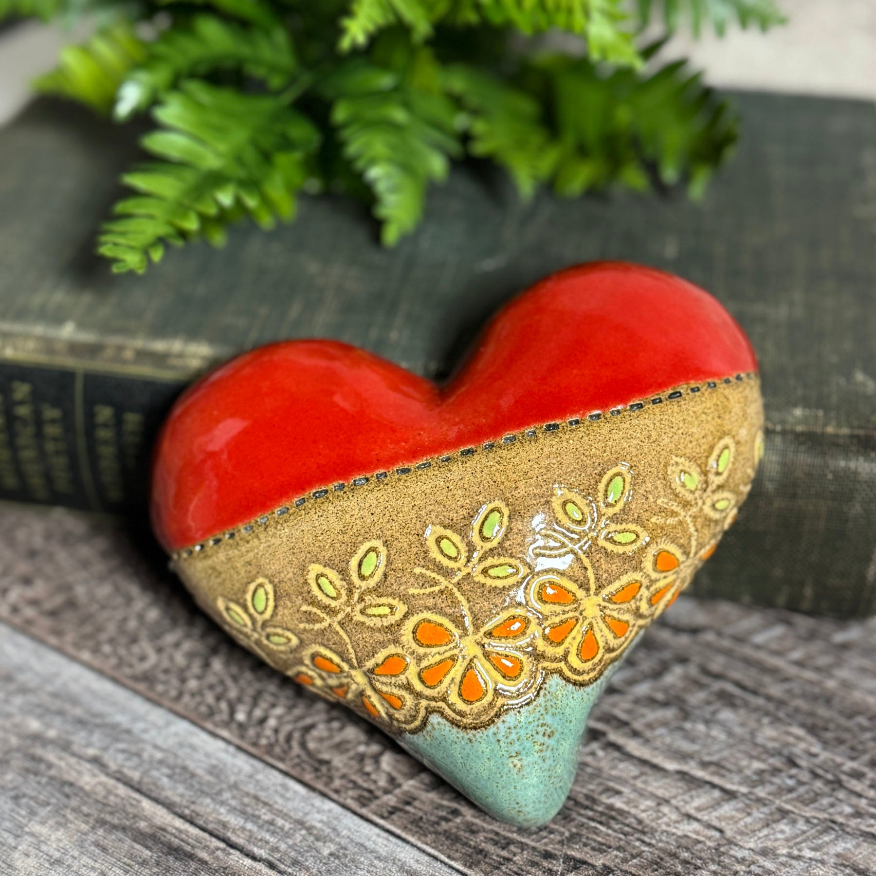 Lydia Small Ceramic Heart Wall Plaque by Laurie Pollpeter Eskenazi