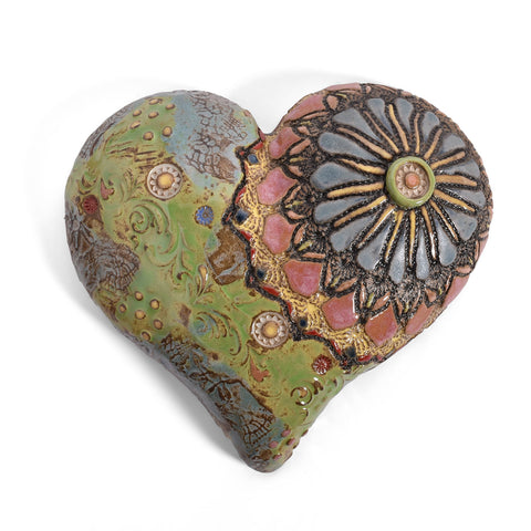 Valerie Happy Heart Ceramic Wall Heart by Laurie Pollpeter Eskenazi
