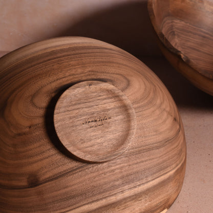 American Handmade 10" Walnut Wood Oval Bowl with Natural Edge