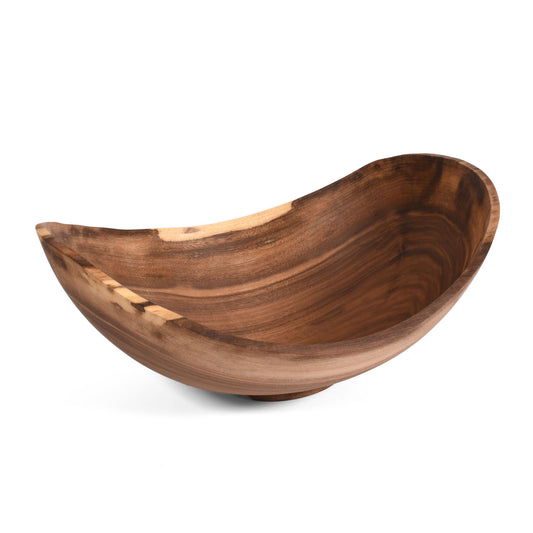 American Handmade 10" Walnut Wood Oval Bowl with Natural Edge
