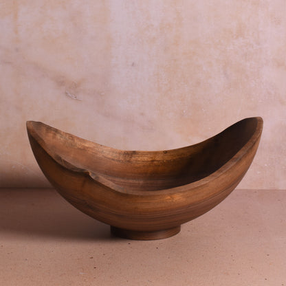 American Handmade 10" Walnut Wood Oval Bowl with Natural Edge