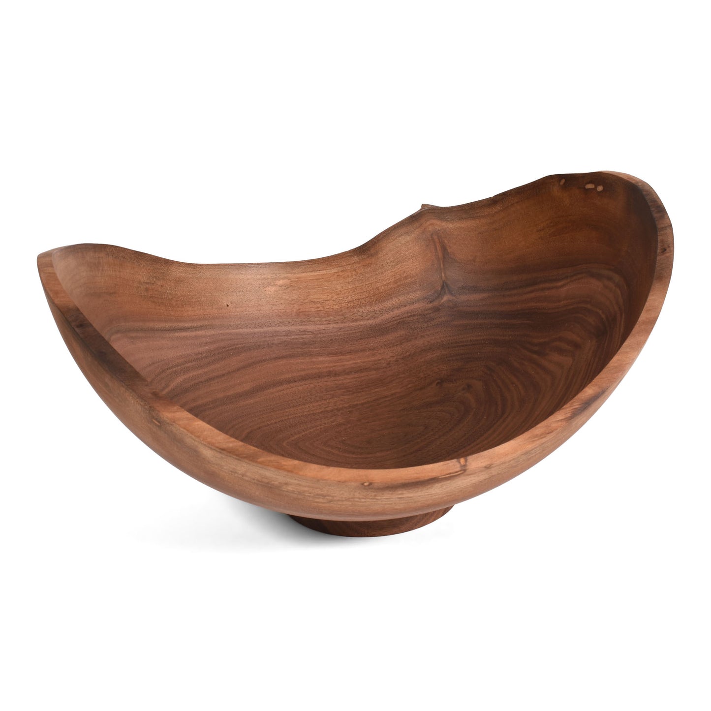 American Handmade 10" Walnut Wood Oval Bowl with Natural Edge