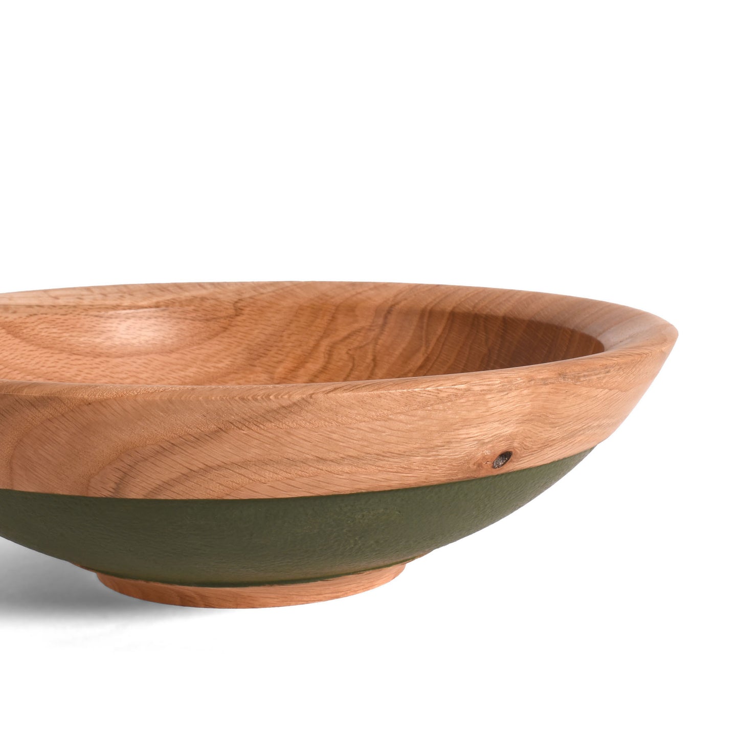 American Handmade 12" Reclaimed Two-Tone Wood Bowl, Oak with Green