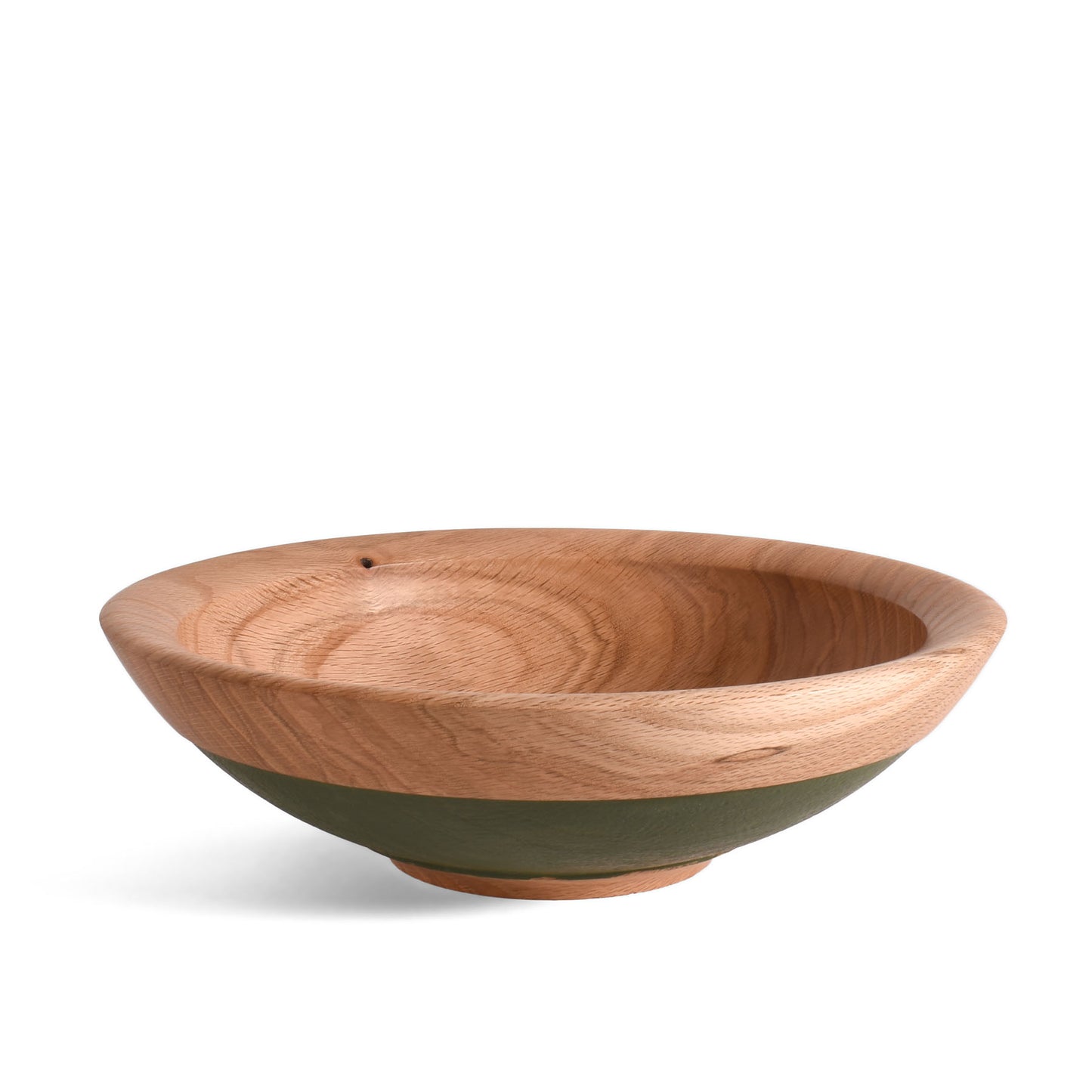 American Handmade 12" Reclaimed Two-Tone Wood Bowl, Oak with Green